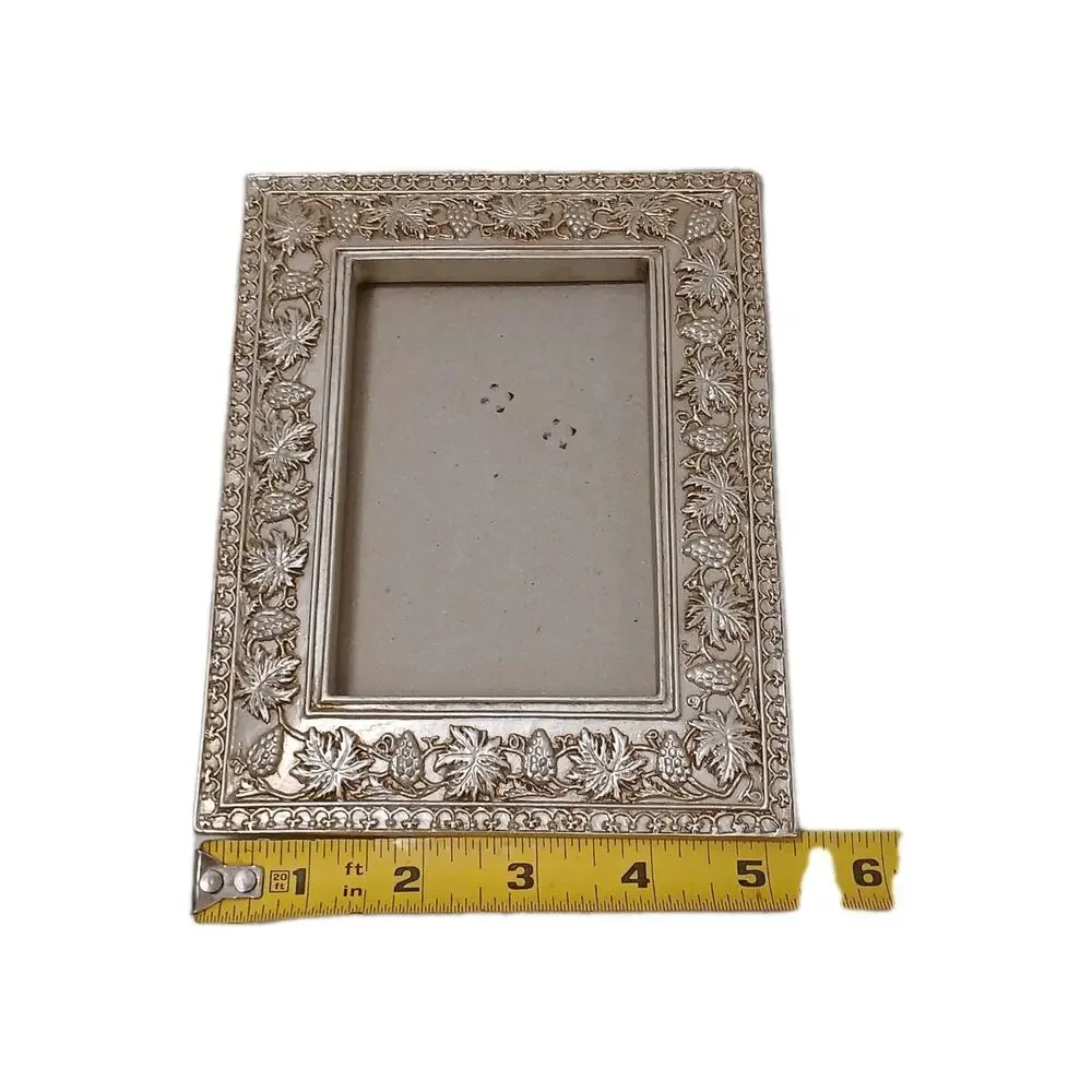Ornate Mediterranean Wood 6.5x5 Picture Frame Carved Grape Leaves Champagne Gold